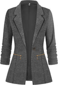 Genhoo Women's Long Sleeve Blazer Open Front Cardigan (Style JPBW)