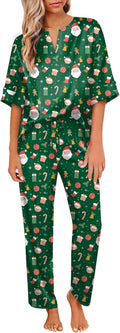 Satin Pajama Set Womens Silk Short Sleeve V Neck Shirt