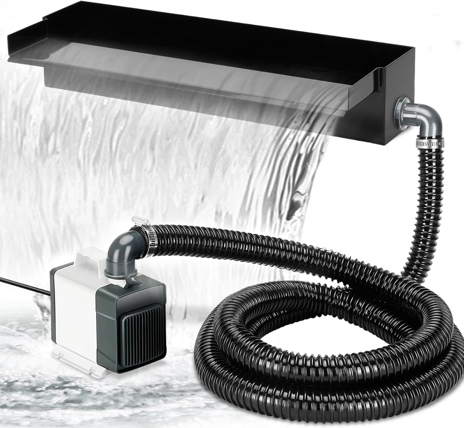 Pond Waterfall Spillway Kit with 24 Stainless Steel Box and Pump