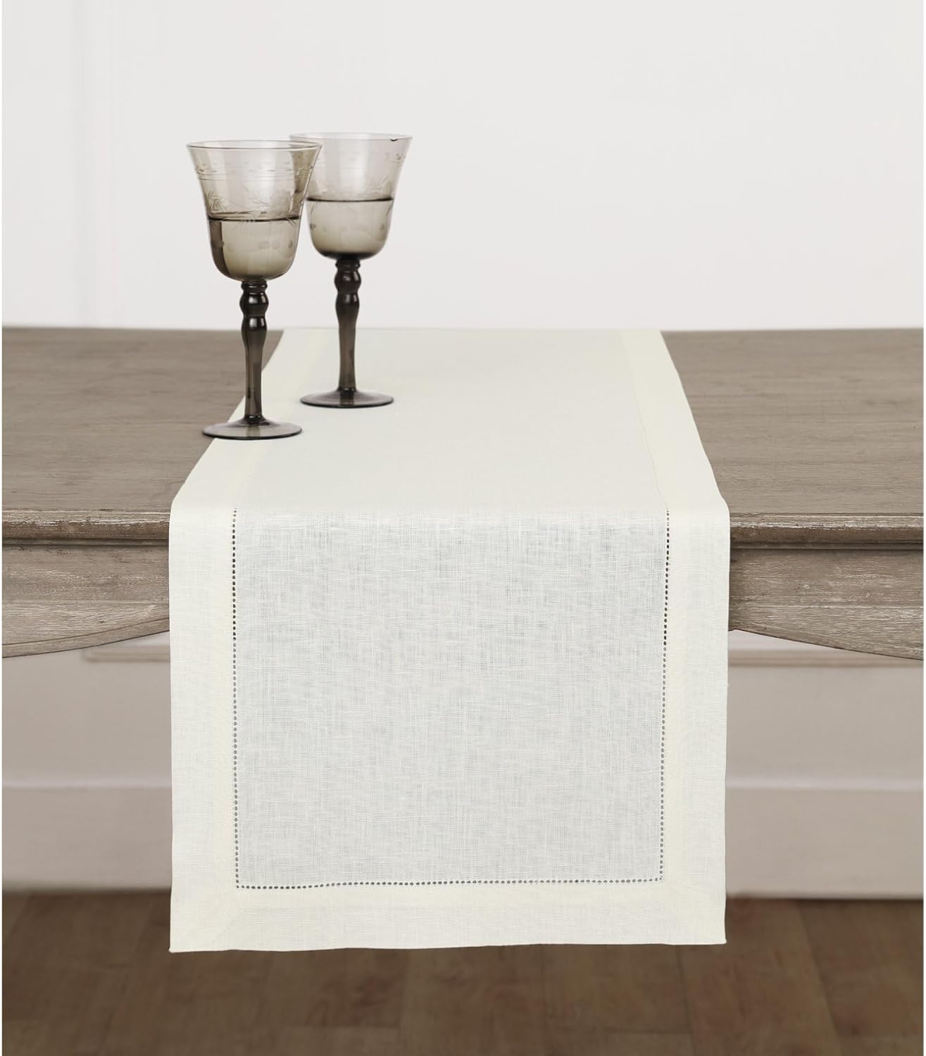 Ivory Table Runner 14 x 108 Inches - 100% Pure Linen for Holidays