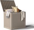 30 Gallon Waterproof Resin Deck Box in Rattan Beige - Compact Outdoor