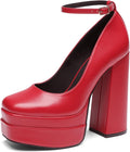 Platform High Heels Closed Toe Chunky Block Pumps - Y2K Mary Jane