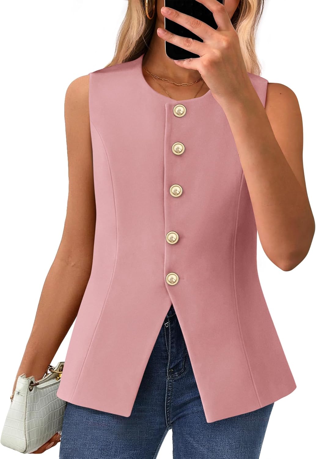 Stylish Summer Sleeveless Blazer Vest for Women Work Outfits