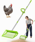 Chicken Poop Scooper & Rake 2-in-1 Coop Scoop - Adjustable Handle