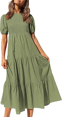 ANRABESS Women's Summer Short Sleeve Sundress with Pockets