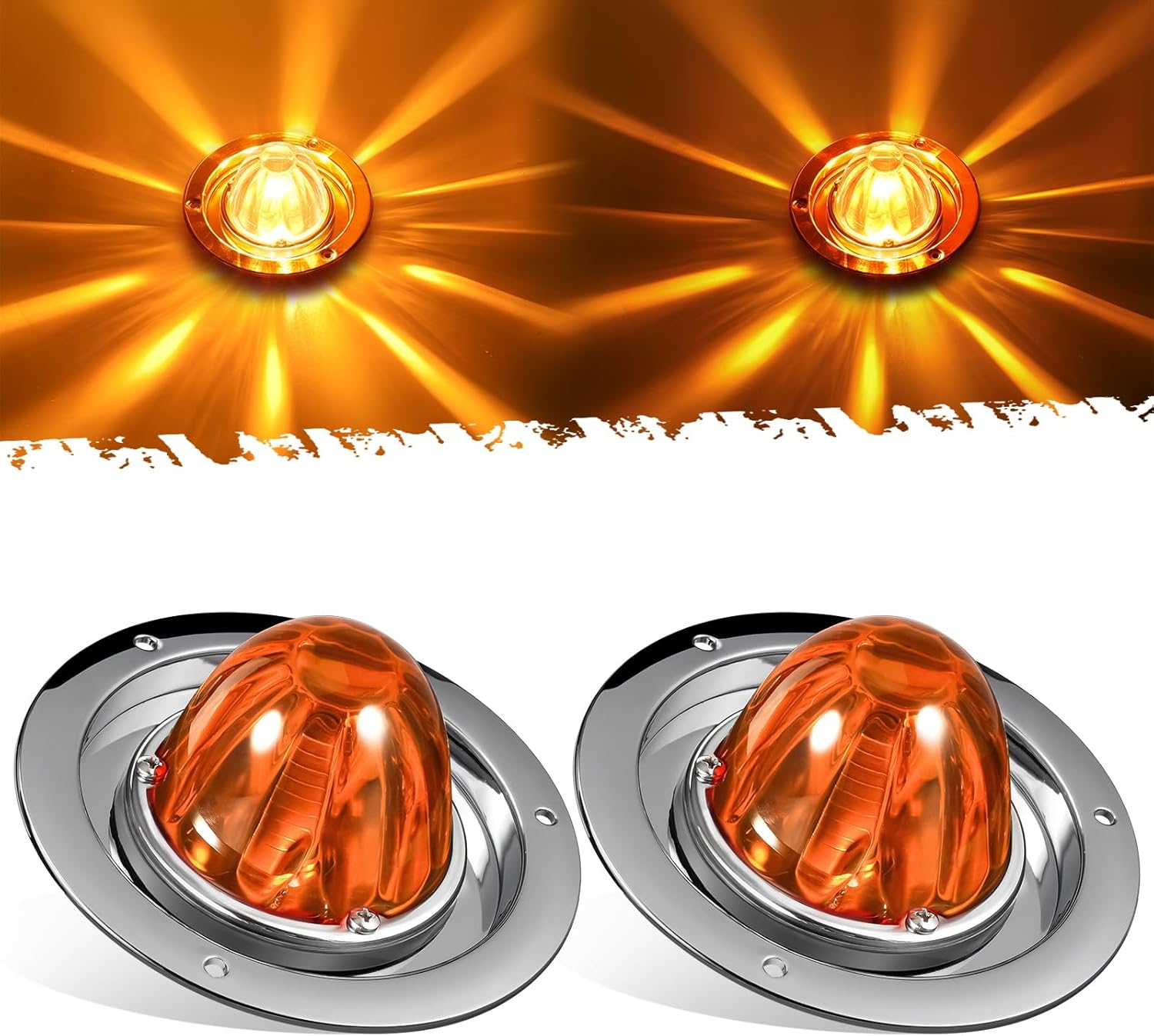 Partsam Amber Glass Lens Watermelon Lights for Trucks and RVs