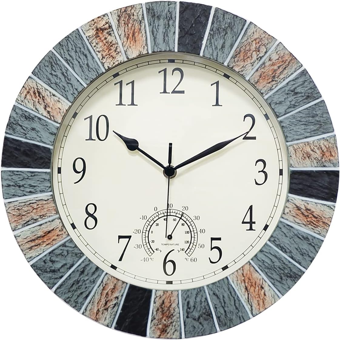 UMEXUS 13 Inch Outdoor Clock with Thermometer for All Weather