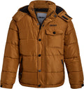 Boys Puffer Jacket Wind Water Resistant with Sherpa Hood - Warm Winter