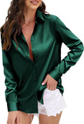 CUNLIN Womens Satin Silk Leopard Button Down Shirt - Smooth Women's