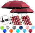 Beach Umbrella with Clamp 2 PACK - UPF50+ Adjustable Chair Umbrellas
