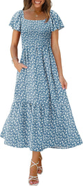 Summer Dresses for Women Square Neck Ruffle Sleeve (Style Q1WQ)