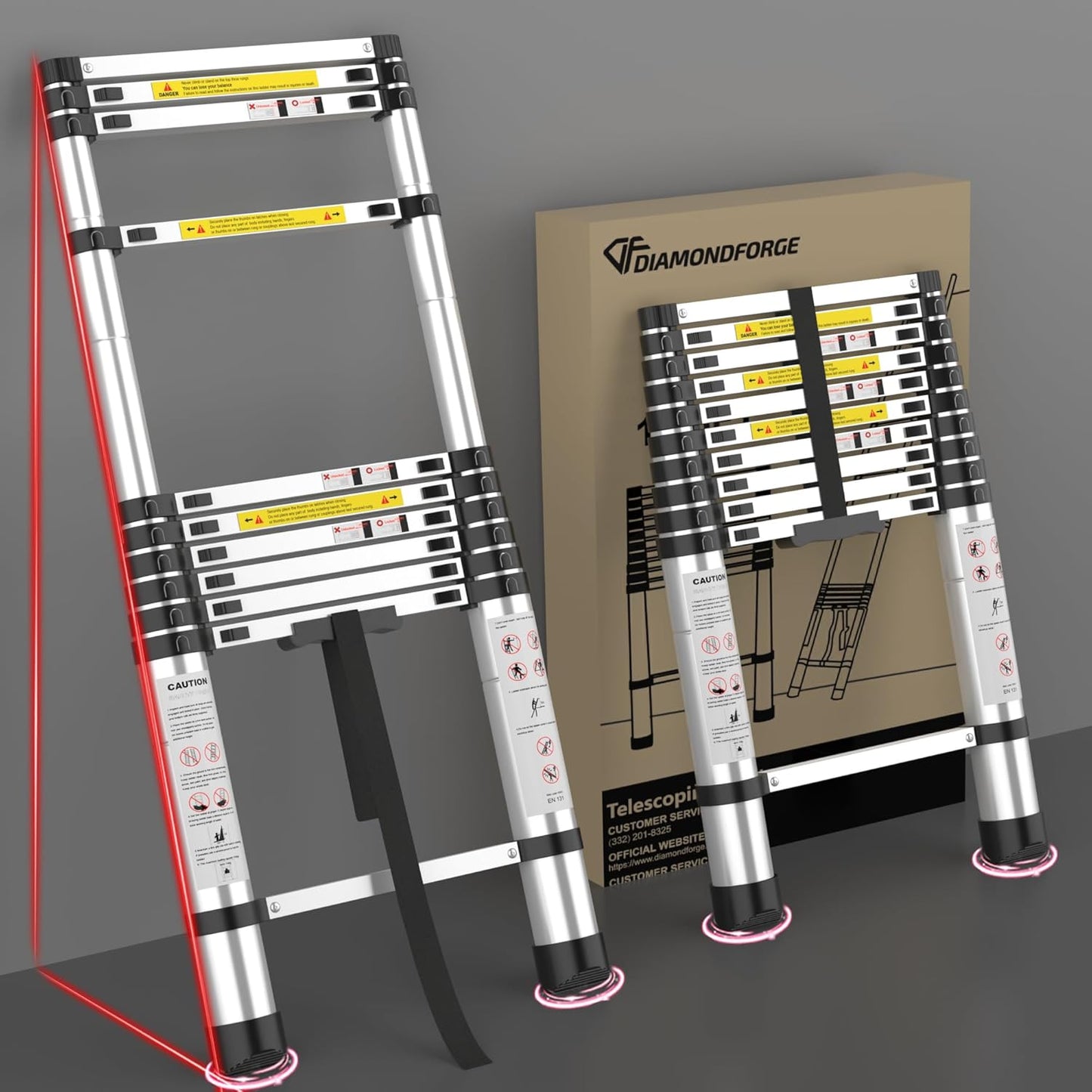 Adjustable Telescoping Ladder - 10.5 FT Compact Aluminum Design