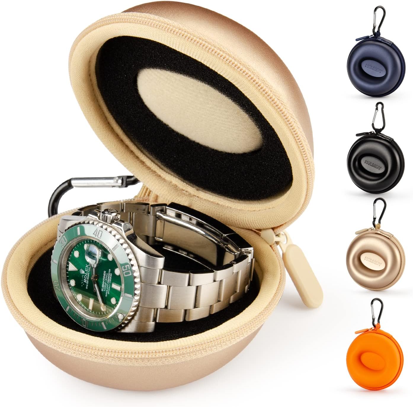 HELMDY Single Watch Storage Box: Portable 1 Slot Organizer - Fits up to 50mm Watches