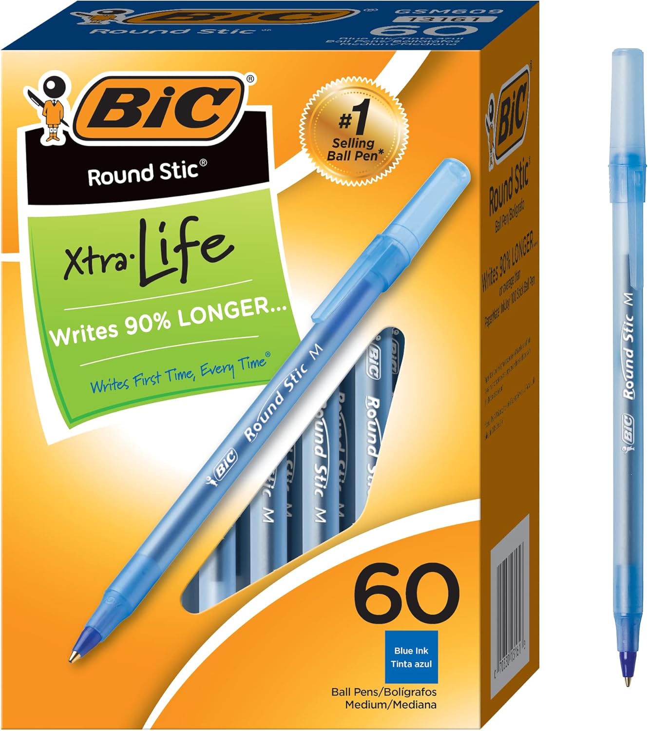 BIC Blue Ballpoint Pens, 1.0mm, Writing Comfort, 60-Count