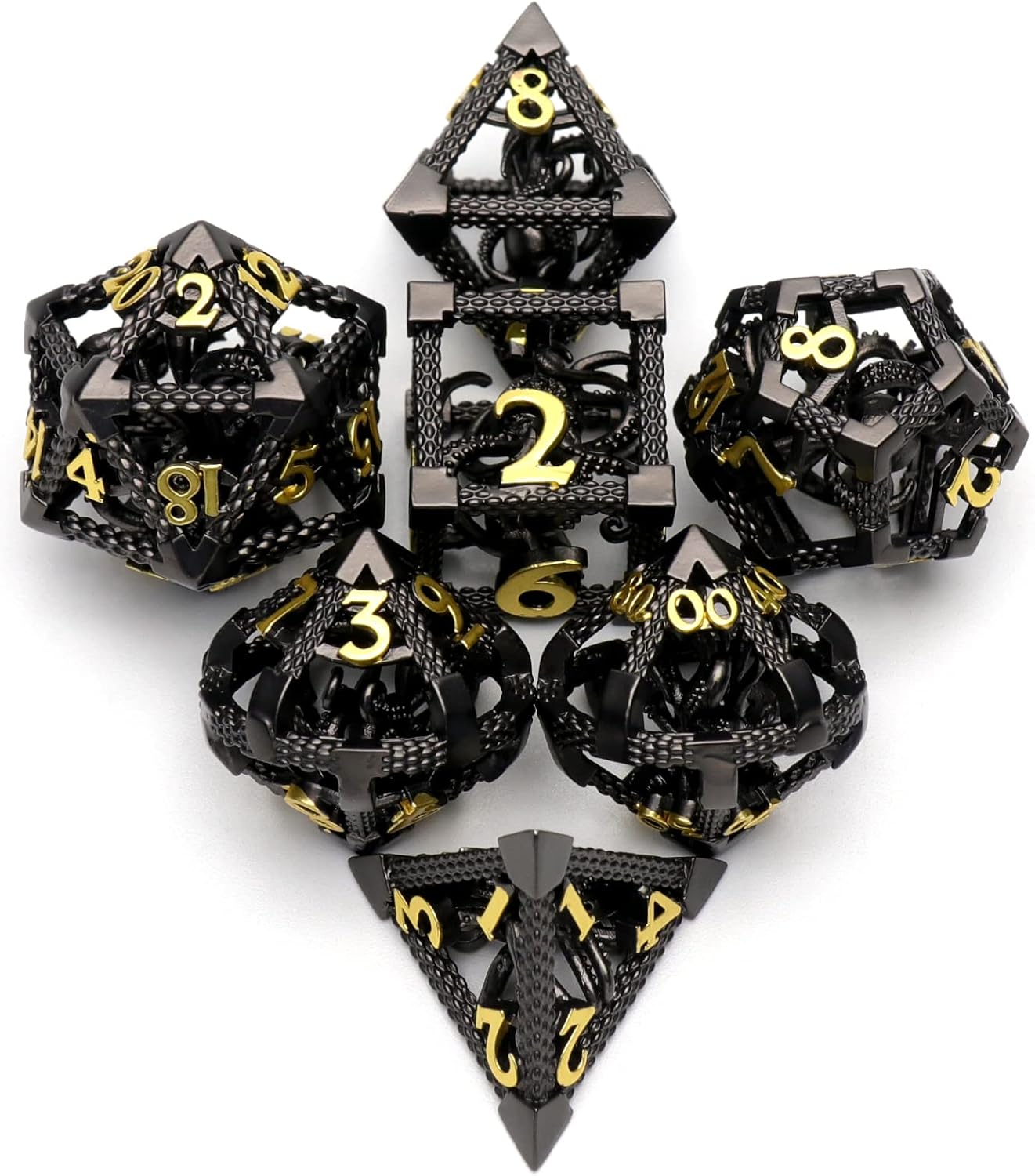 DND Dice Set for Table Games - Hollow Cthulhu Metal Dice