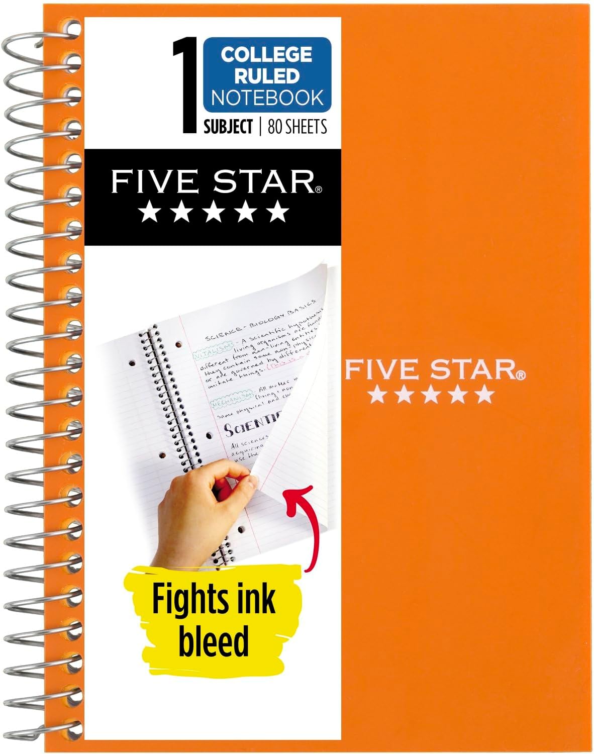 Compact College Ruled Spiral Notebook, 80 Sheets, Personal Size, Orange