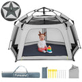 Baby Playpen Pop-up Tent Gray - Portable Beach & Indoor Play Yard