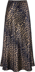 Women's Satin High Waisted Maxi Skirt - Flattering A-Line (Style R9S5)
