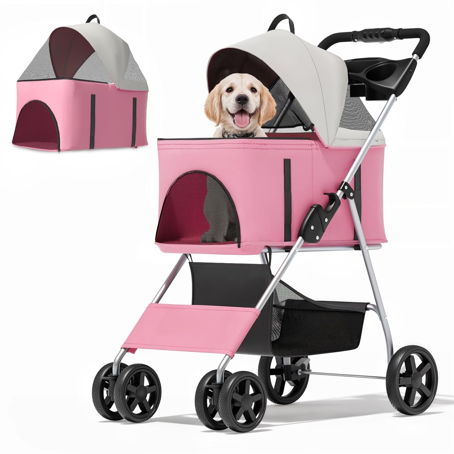MoNiBloom 3 in 1 Foldable Pet Stroller for Small Dogs & Cats