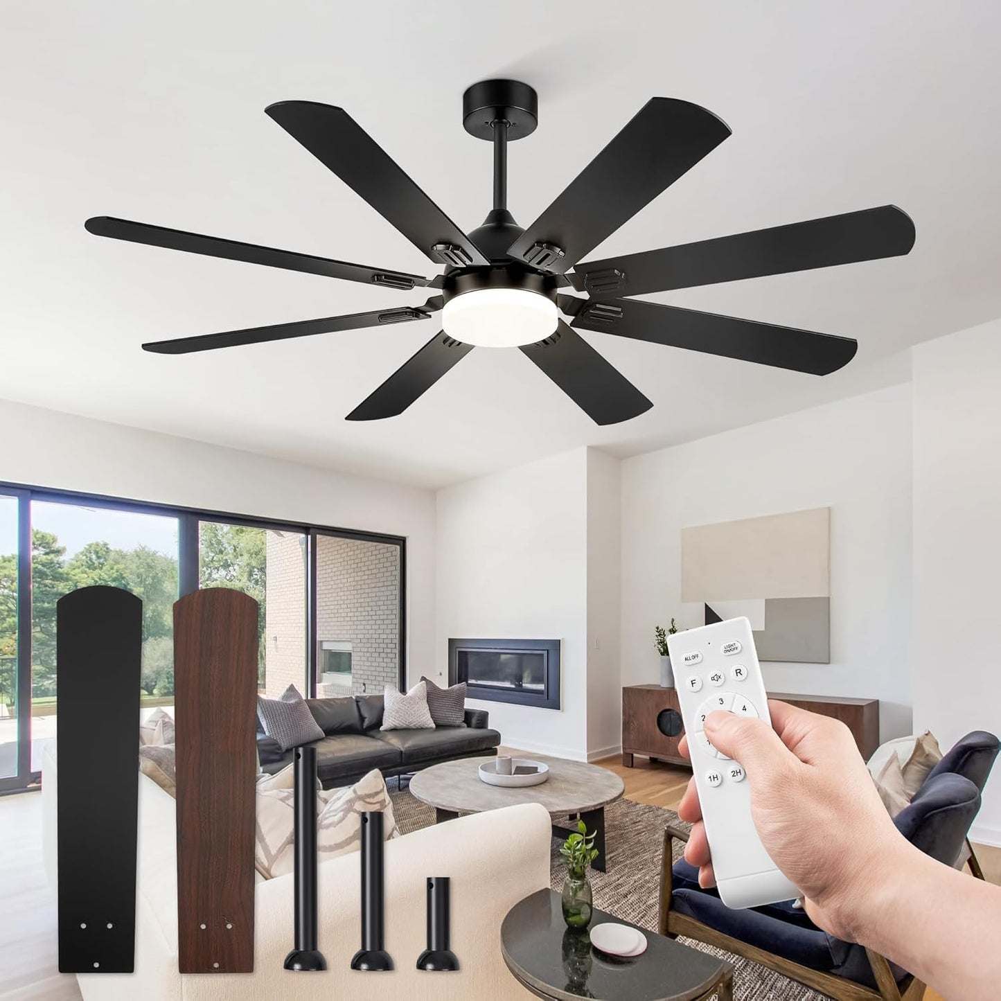 62 Inch Ceiling Fan with Lights and Remote for Modern Homes