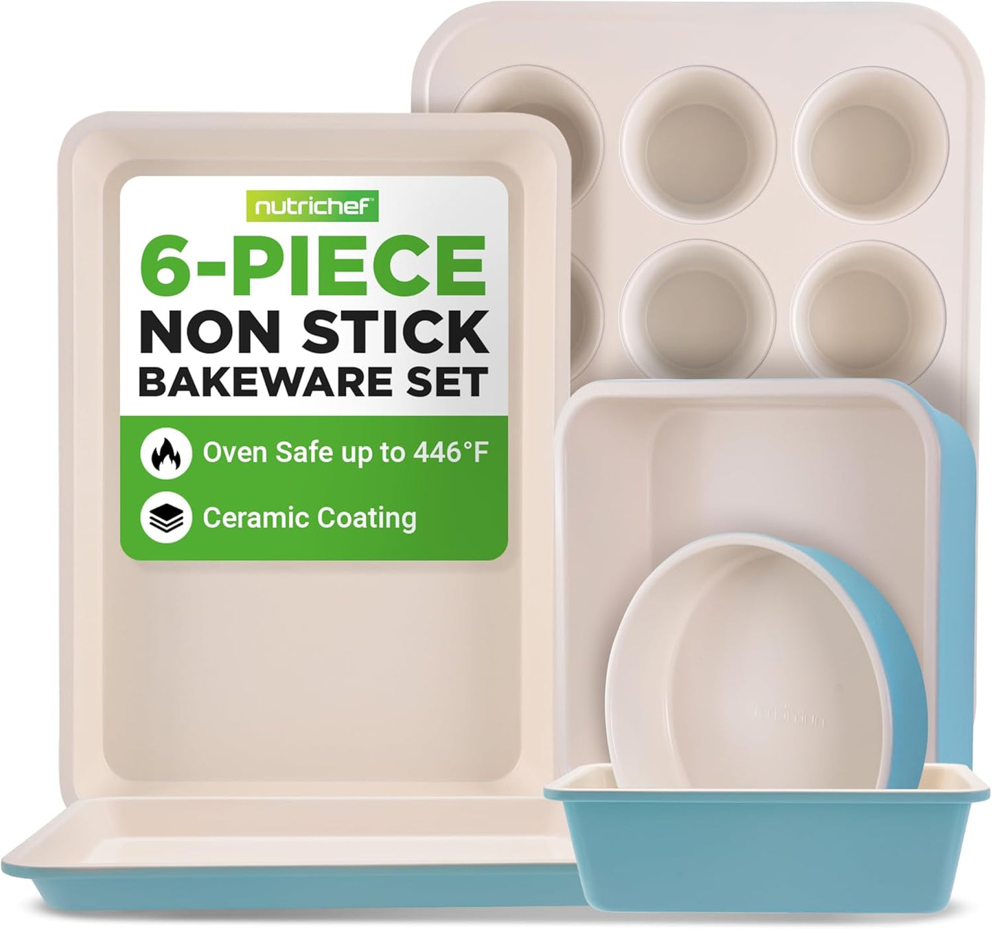 NutriChef 6-Piece Baking Pan Set for Perfect Baking Every Time