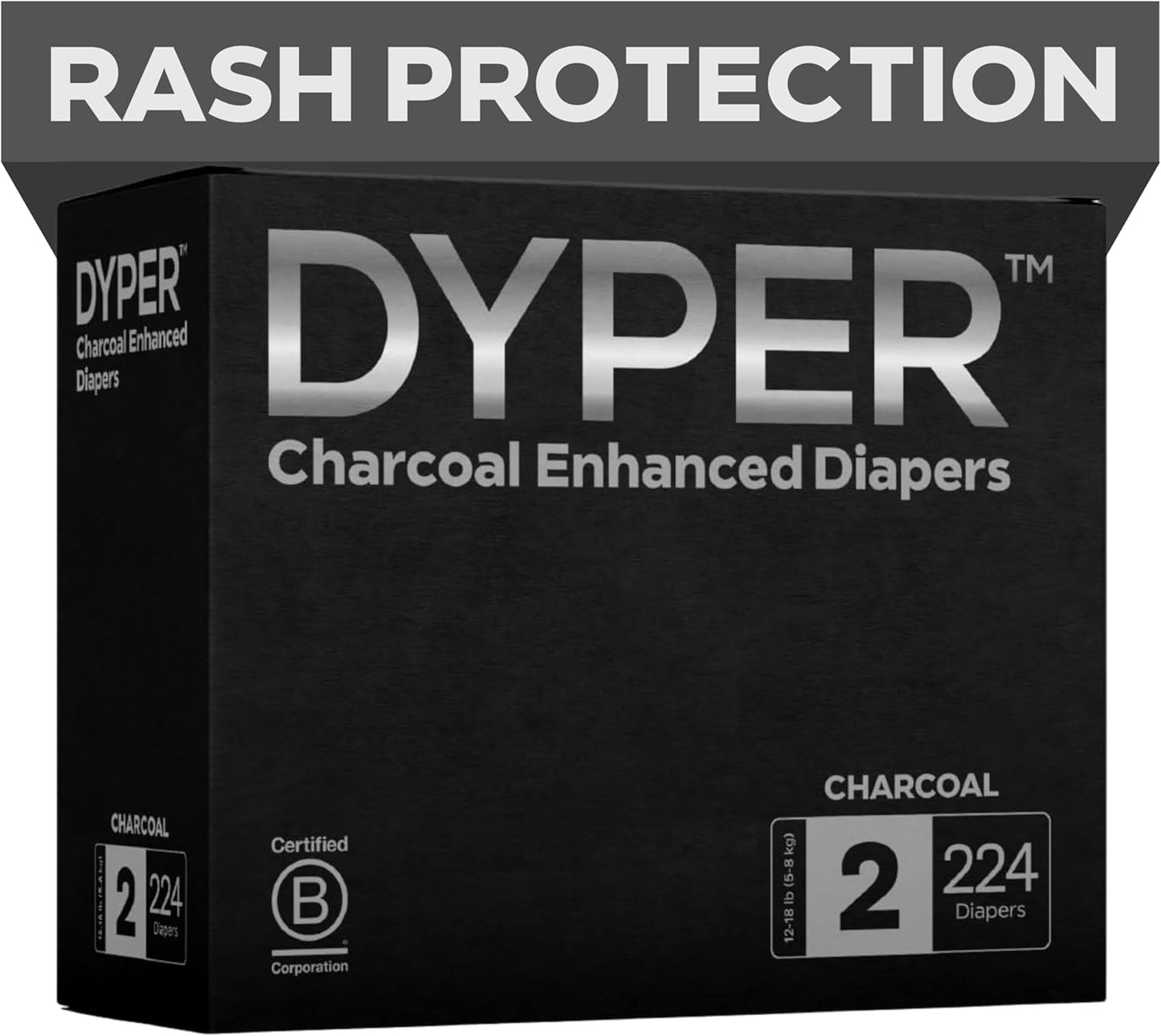 DYPER Charcoal Enhanced Day & Overnight Disposable Baby Diapers