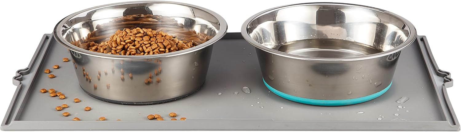 PEGGY11 Deep Stainless Steel Anti-Slip Dog Bowls with Mat