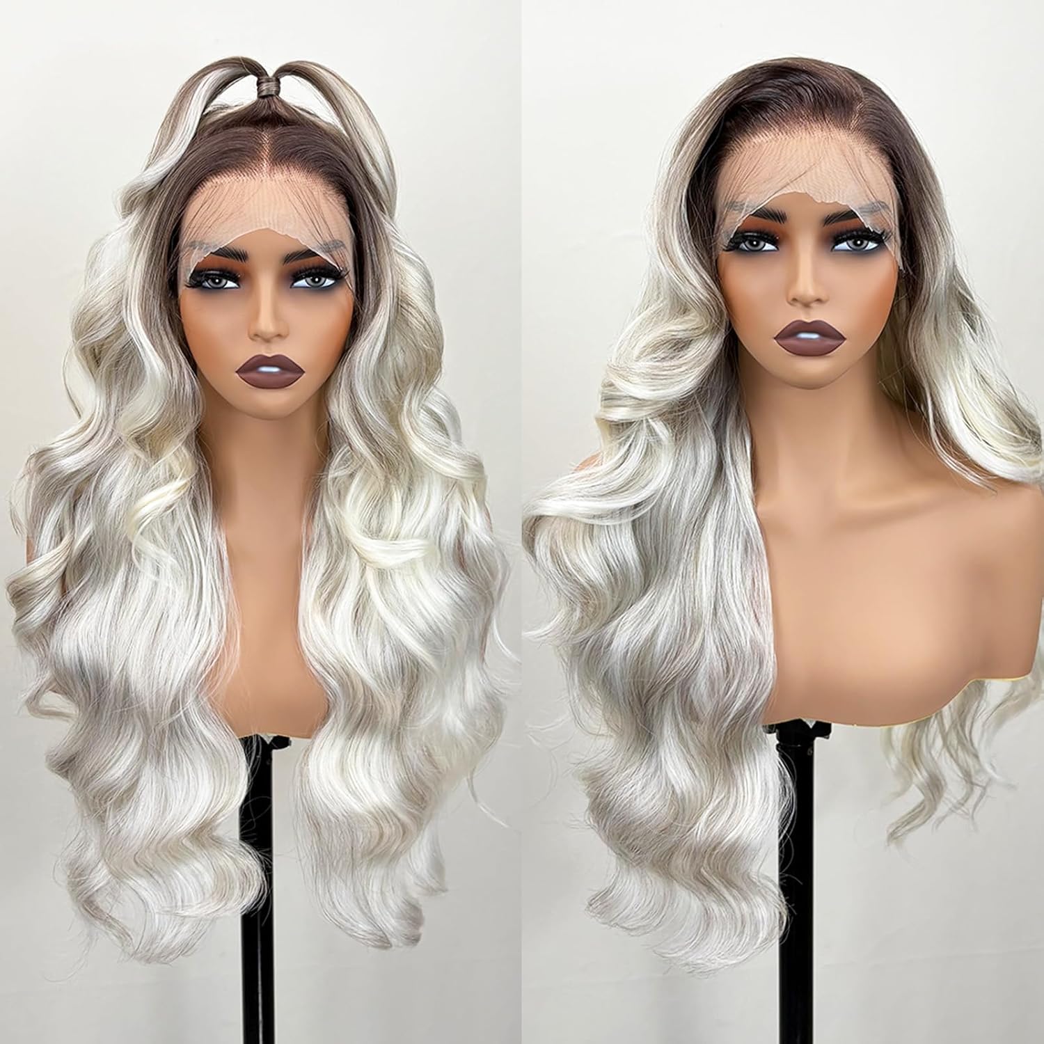 Ombre Platinum Blonde 26 Inch HD Lace Front Wig for Women