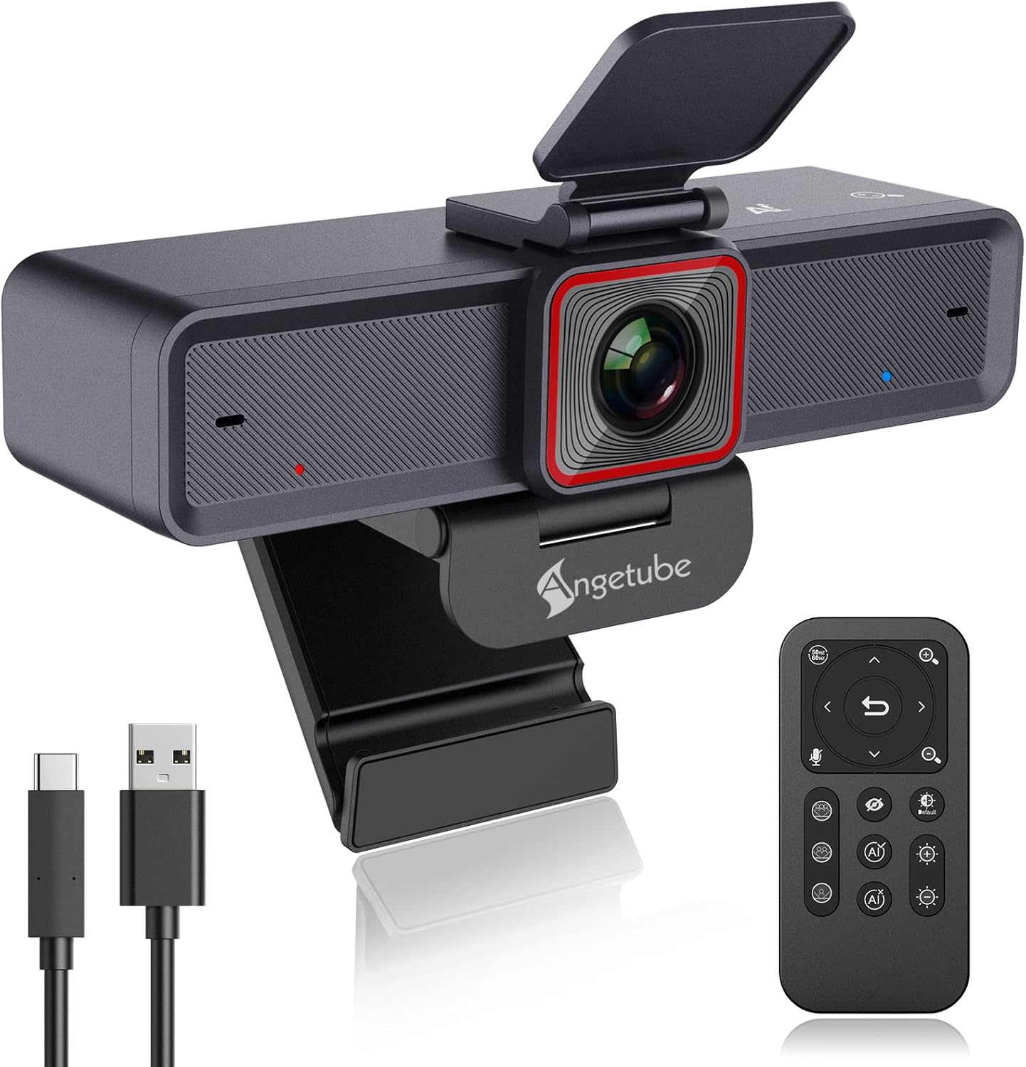 Angetube 4K AI Webcam with Dual Noise-Cancelling Microphones