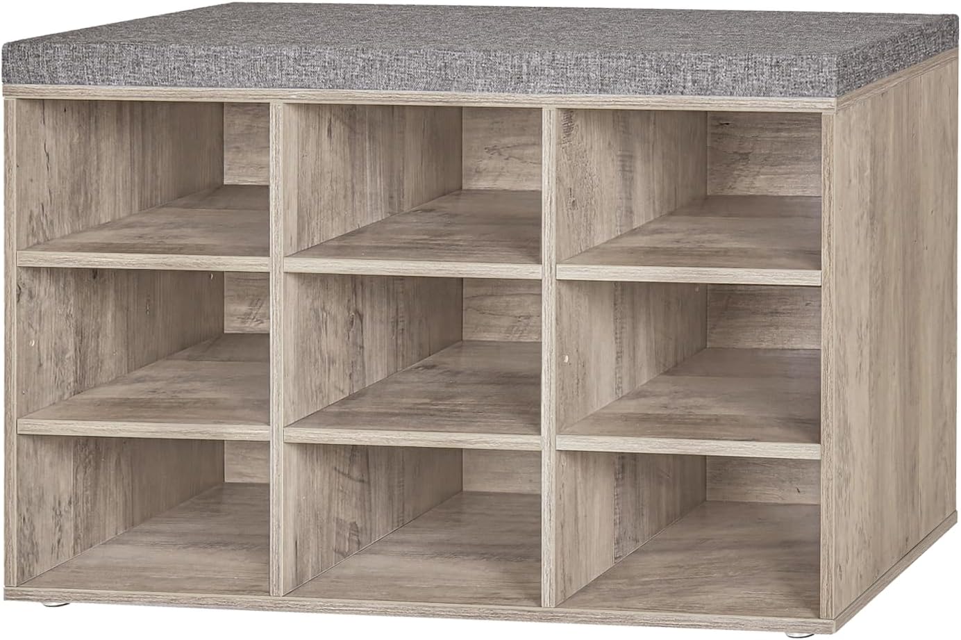 DINZI LVJ Shoe Bench with 9 Cubbies for Entryway Storage