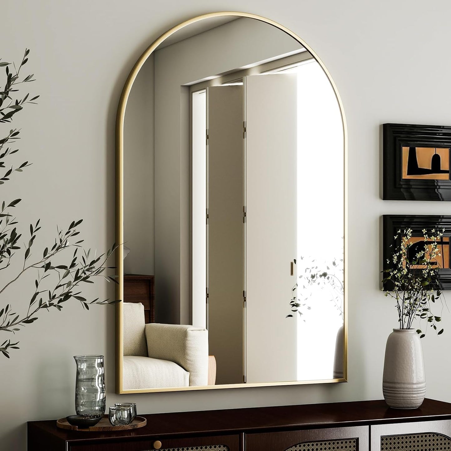 HARRITPURE Arched Wall Mirror 24x36 for Elegant Home Decor