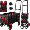 2 in 1 Hand Truck Dolly with Folding Basket - Compact Heavy Duty