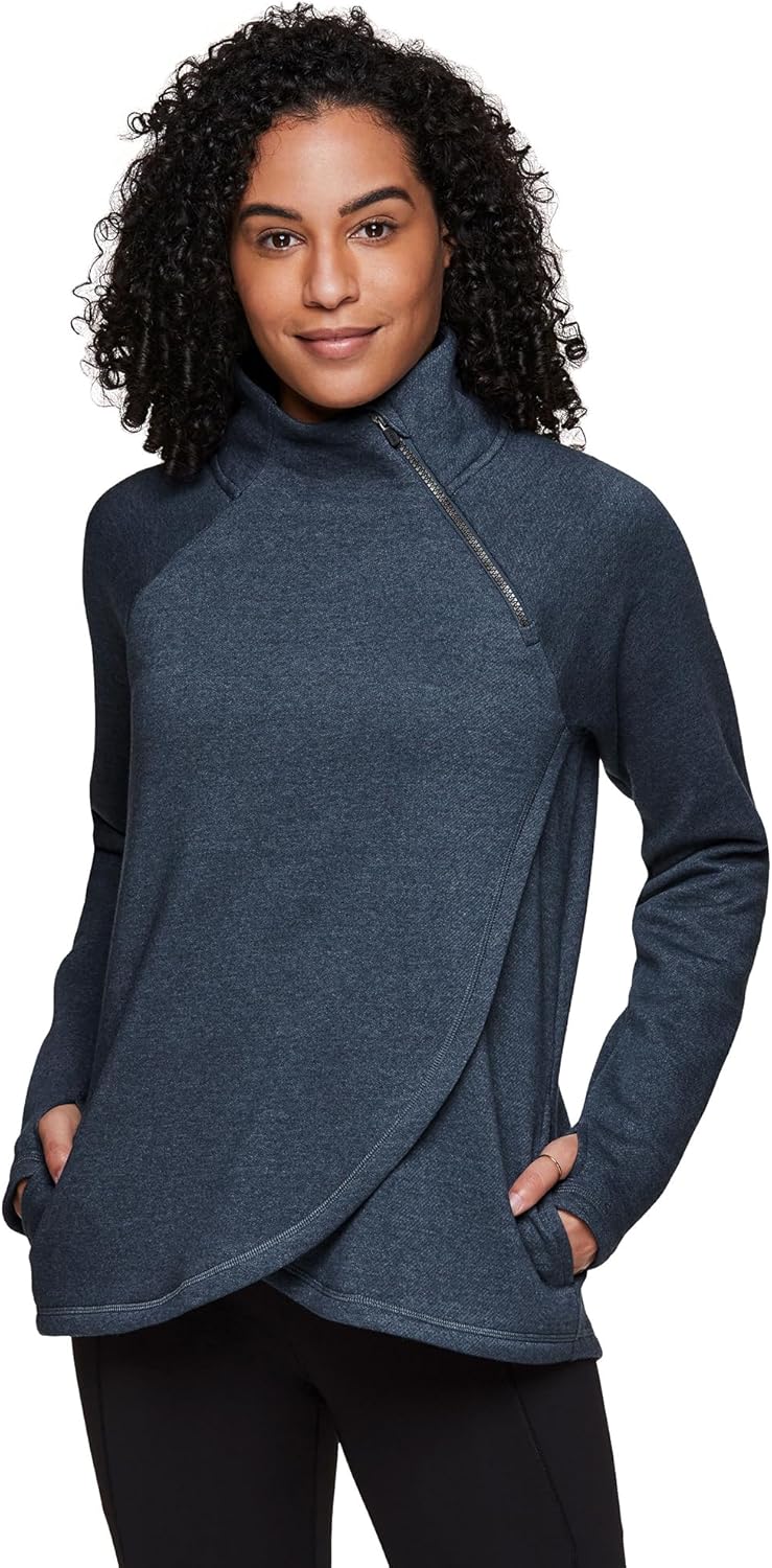RBX Activewear Women's Fleece Pullover Sweatshirt with Zip Mock Neck
