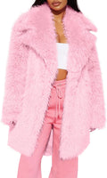 COZYPOIN Womens Faux Fur Mid Long Coat - Plush Warm Winter Layer
