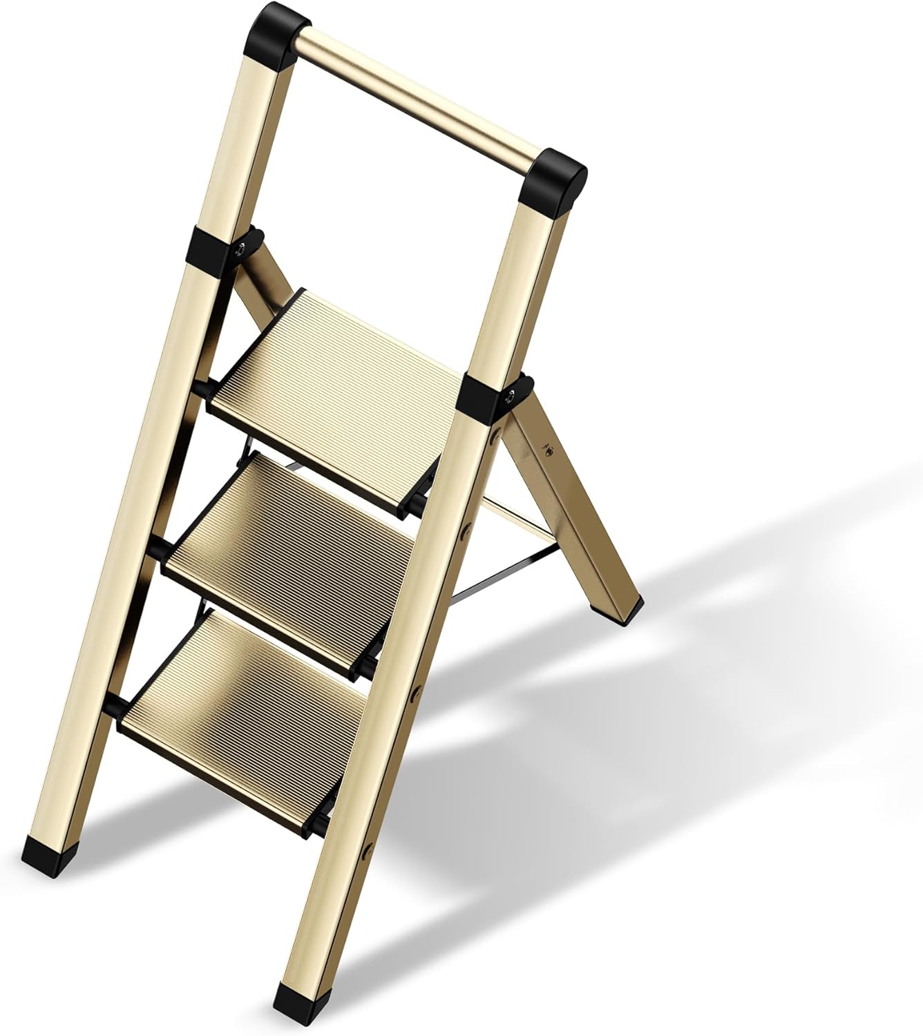 3 Step Ladder with Aluminum Wide Pedal and Handgrip for Safety