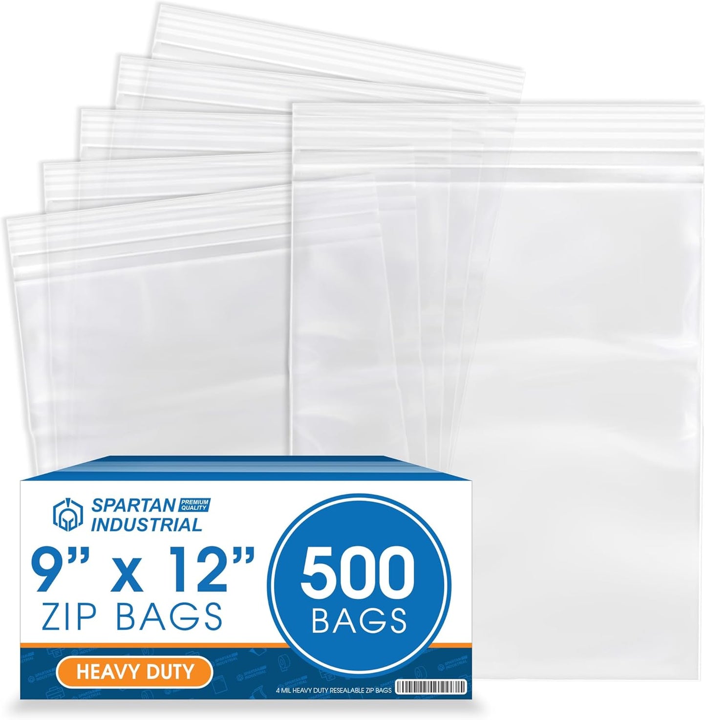 9 X 12 Clear Reclosable Zip Plastic Bags - Heavy Duty 500 Count