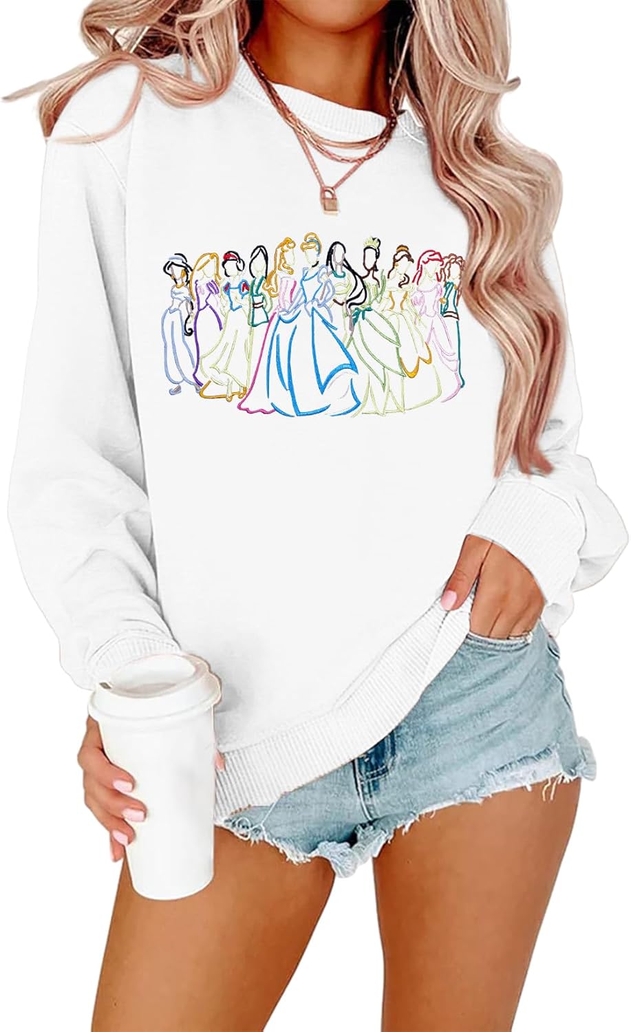 Magical Sweatshirt for Women - Cute Embroidered Princess Top