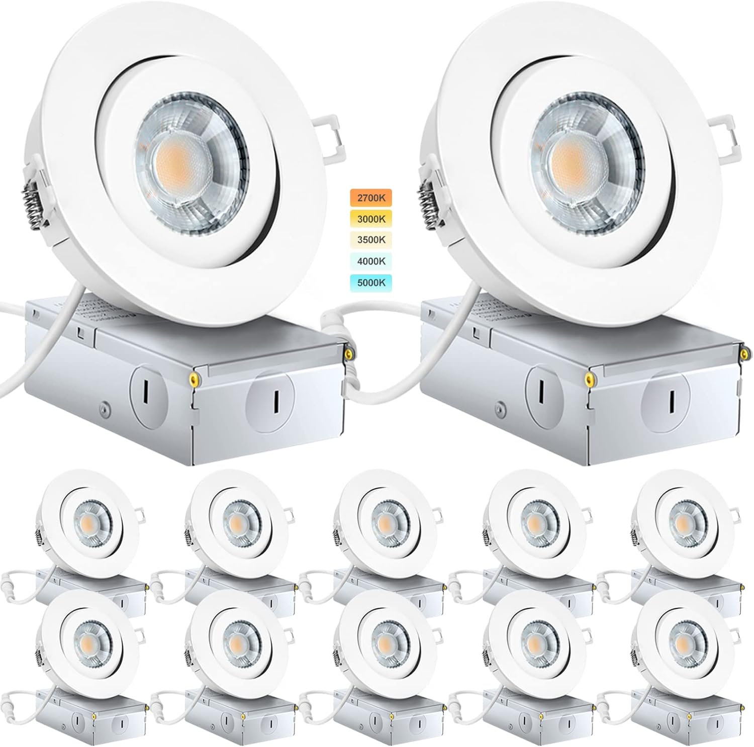 Spot Lights Indoor 4 Inch 12 Pack for Dimmable Recessed Lighting