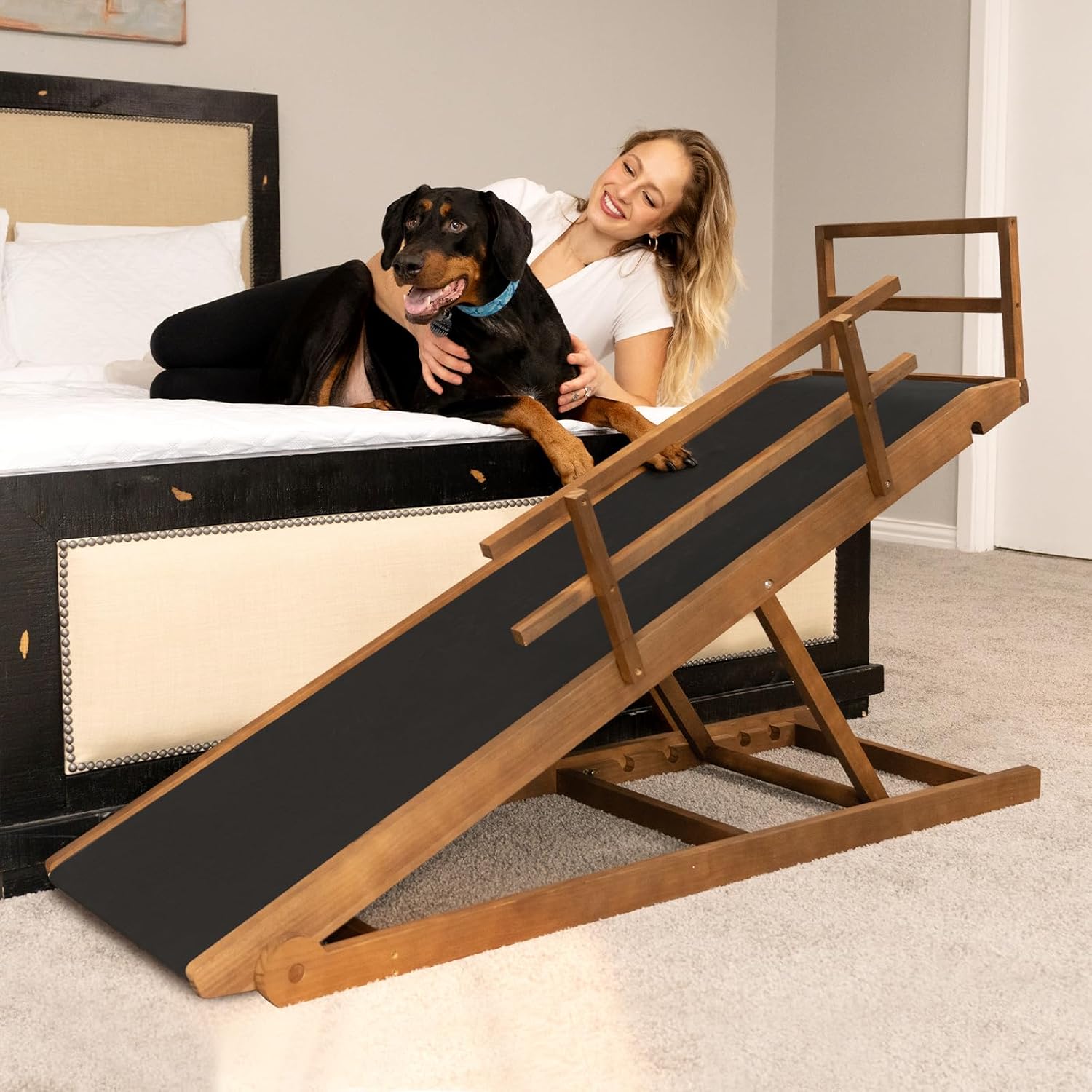 ABORON Dog Ramp for Bed and Couch - Adjustable Folding Pet Ramp