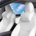 Car Headrest Memory Foam Neck Pillow White 2PC - Leather Comfort