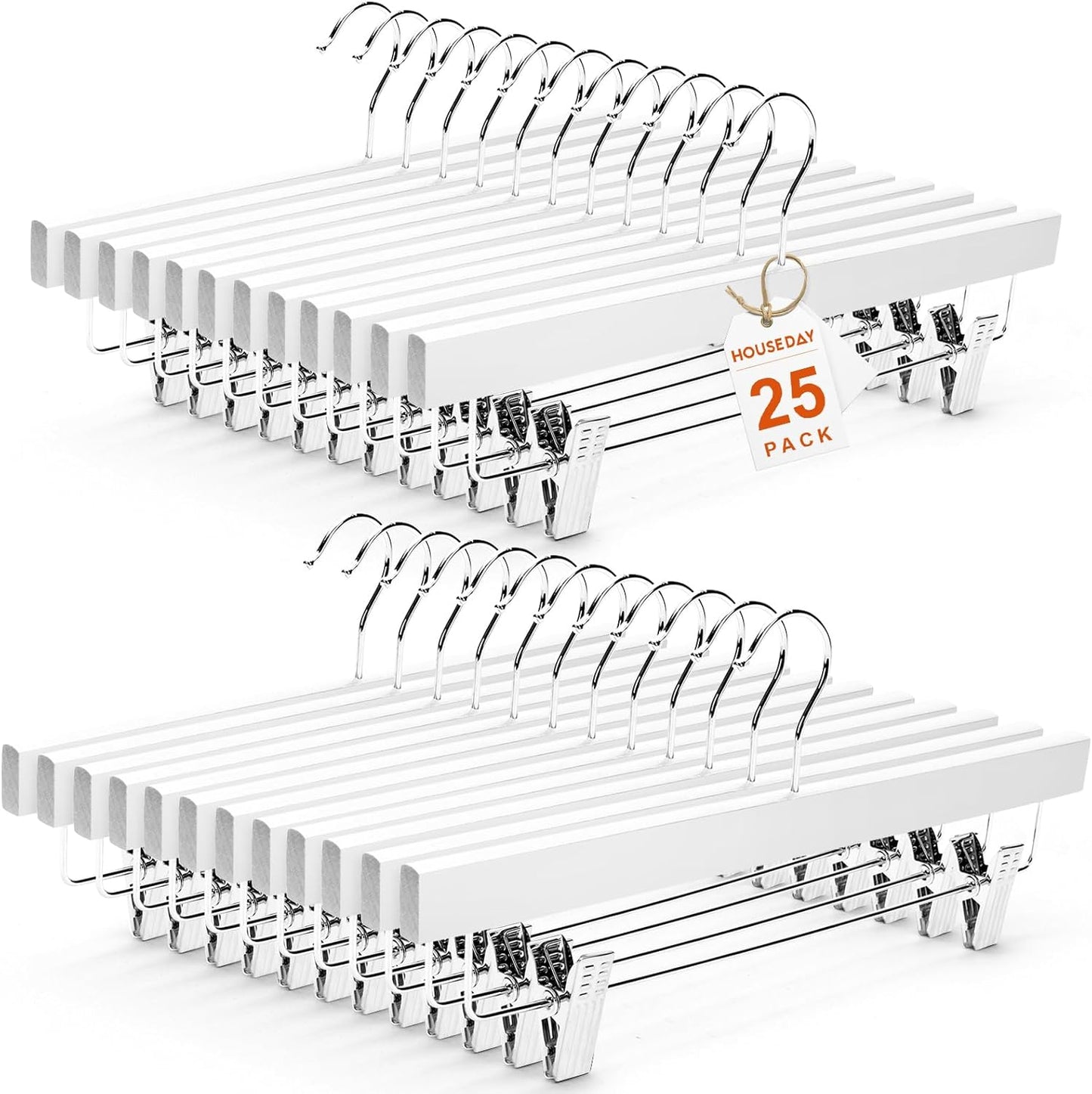 Premium Wooden Pants Hangers with Clips for Stylish Storage
