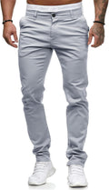 Mens Chinos Dress Pants Slim Straight Fit - Breathable Cotton Blend
