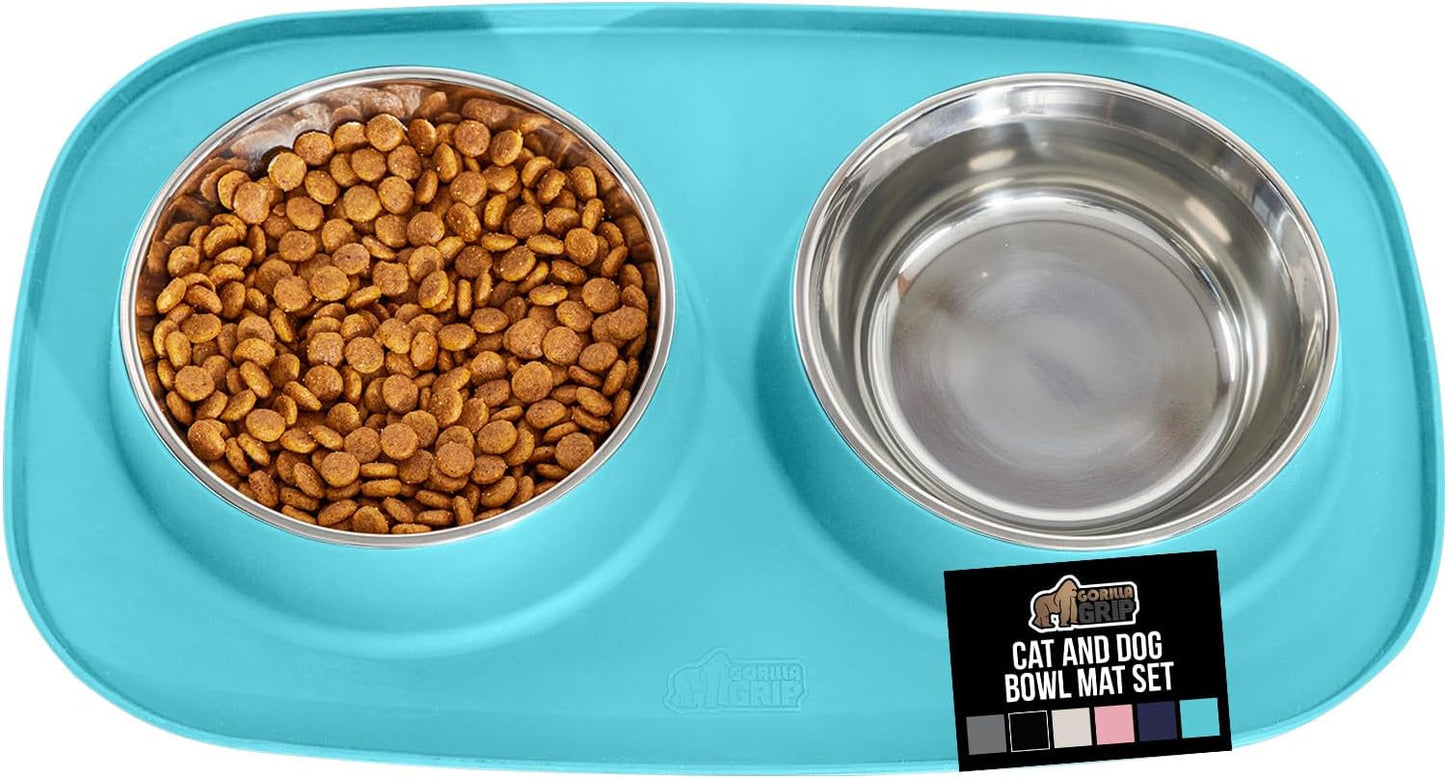 GORILLA GRIP Feeding Mat Set with Waterproof Silicone Bowls