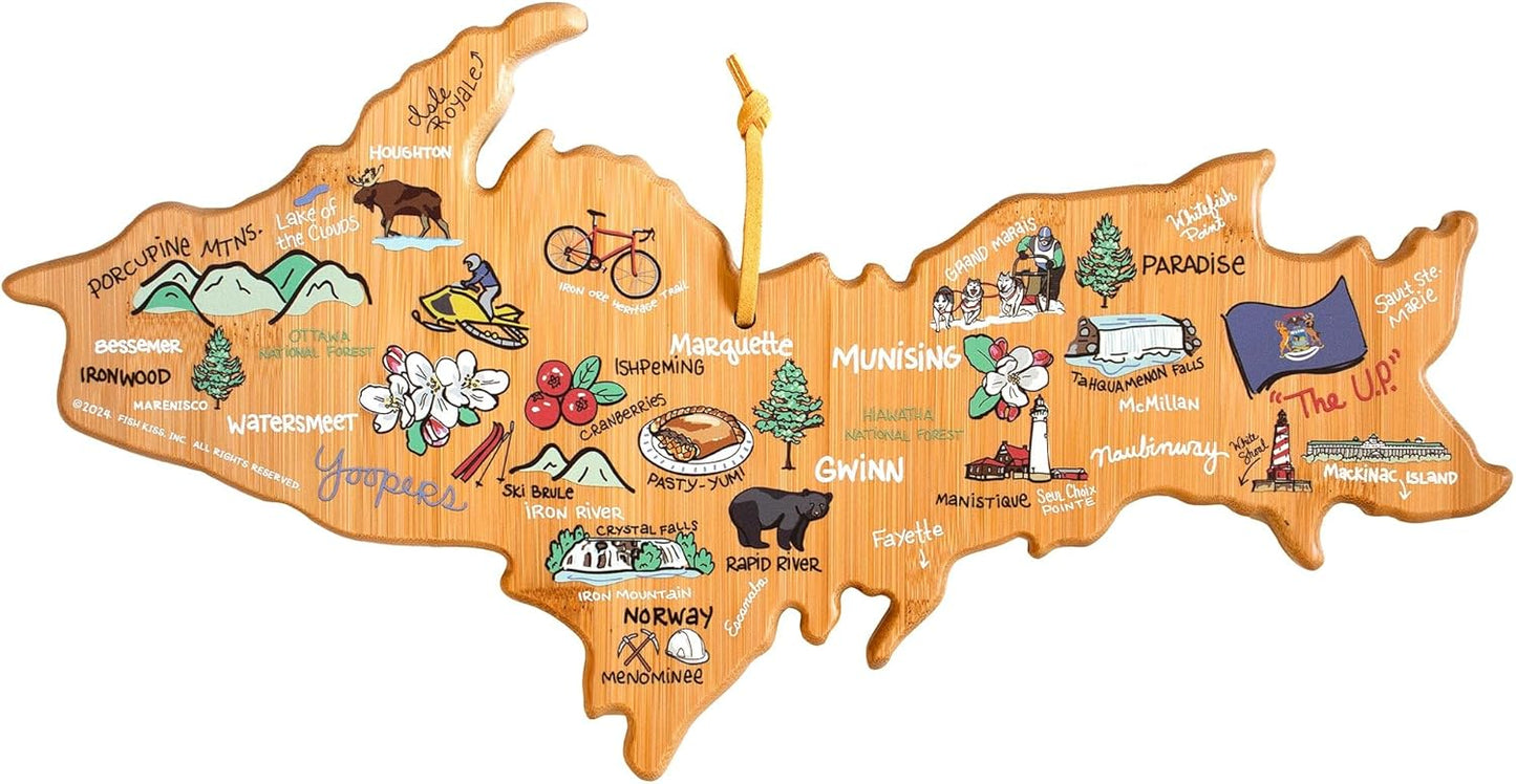 Michigan Upper Peninsula Cutting Board with Artwork by Fish Kiss