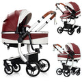 PU Leather 2 in 1 Baby Stroller Convertible Pram - Reversible Comfort
