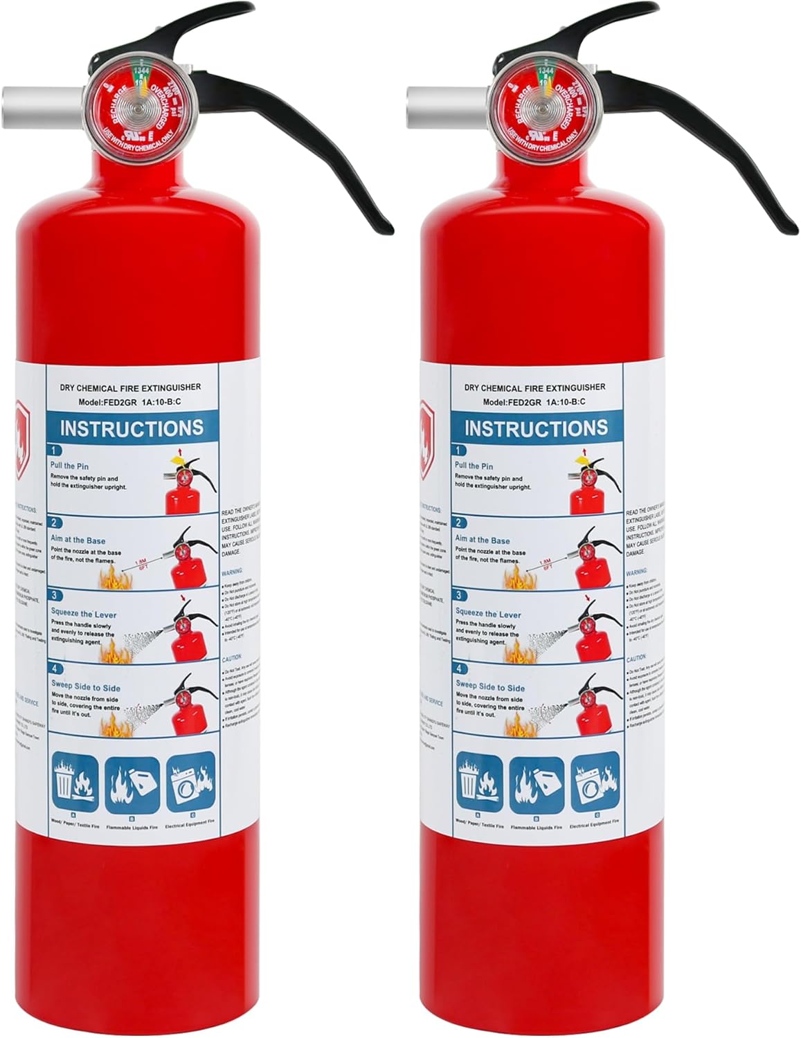 2 Pack 2.5 lb ABC Dry Chemical Fire Extinguishers for Safety