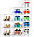 XLarge Shoe Organizer Clear Stackable Boxes - Drop Front Storage