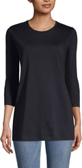 Supima Cotton 3/4 Sleeve Crewneck Tunic - Relaxed Coverage