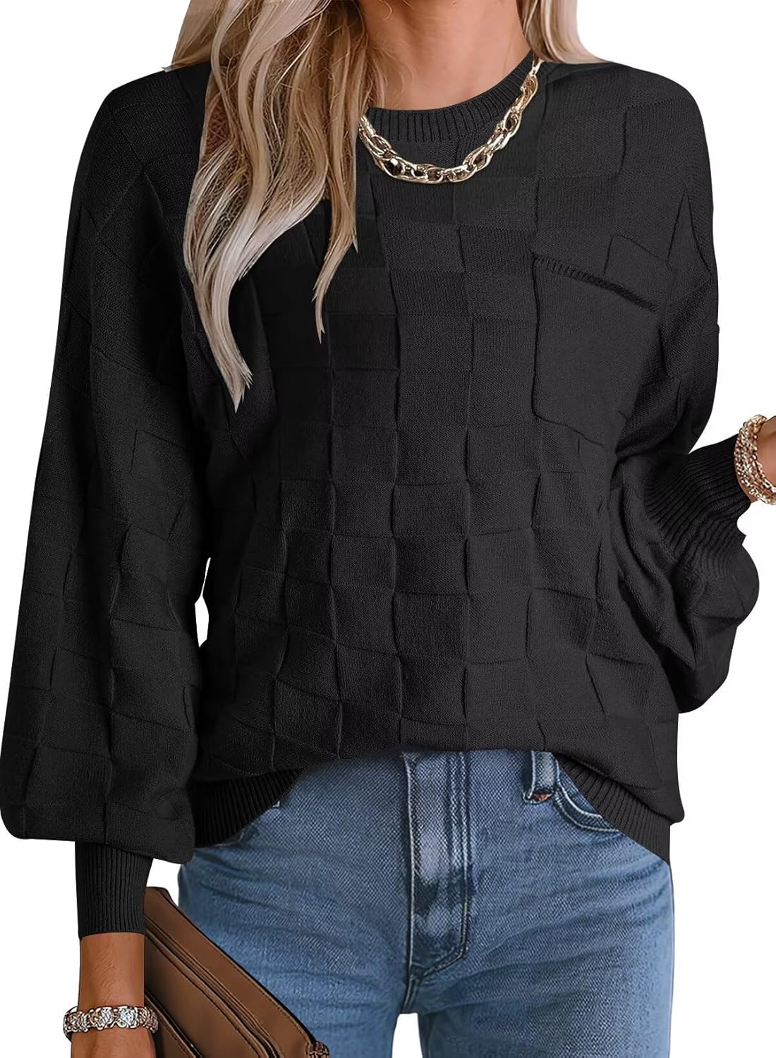 FEKOAFE Womens Sweaters Casual Long Sleeve Pullover Tops