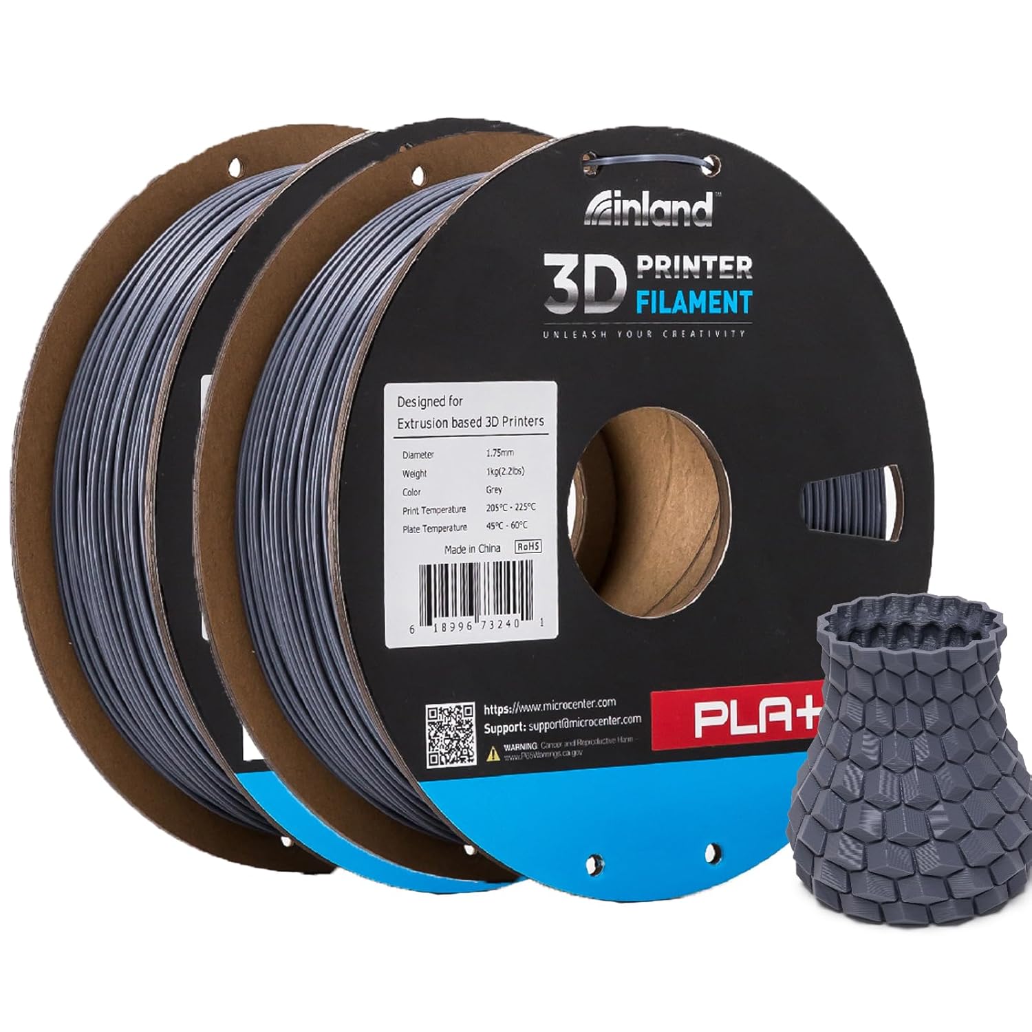 Inland PLA+ 3D Printing Filament 1.75mm for Quality Prints